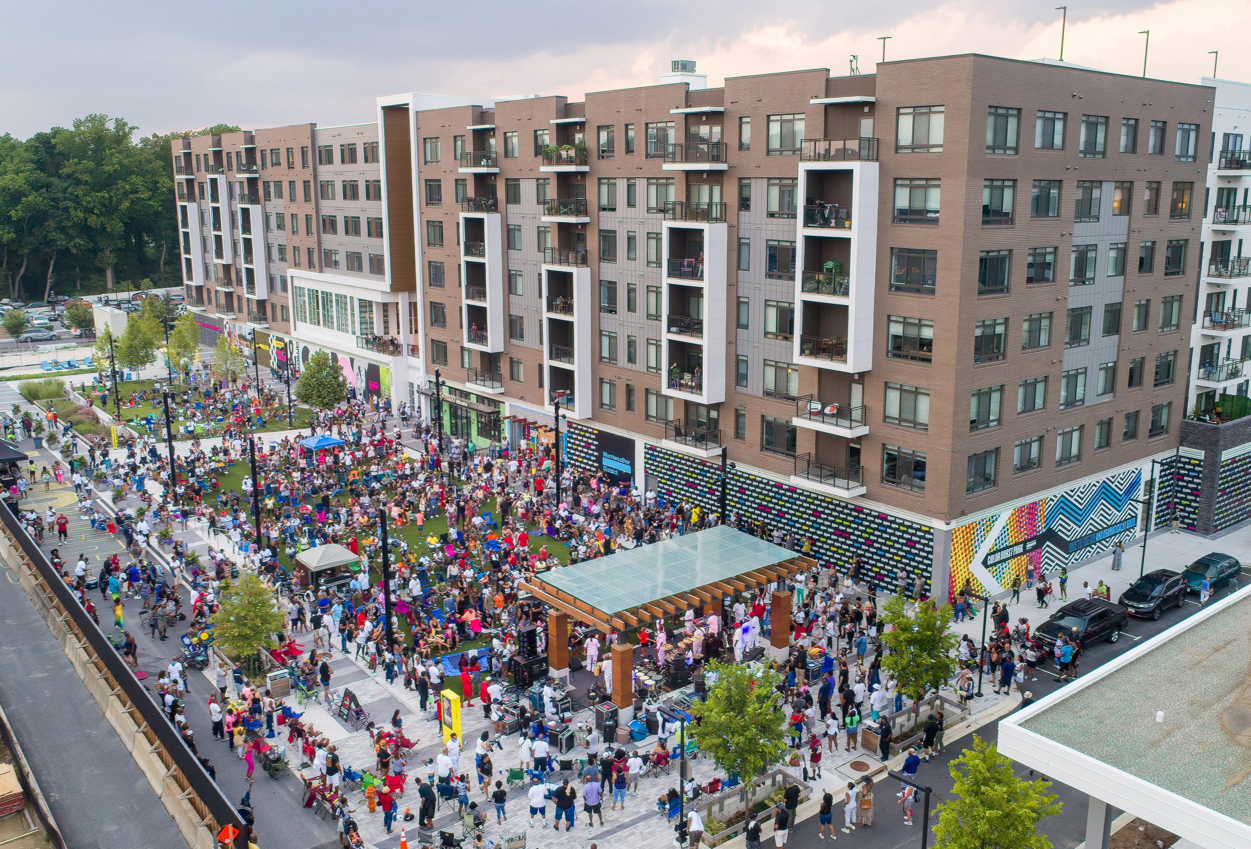 New Restaurants Coming An event crowds Color Burst Park at Merriweather District in Columbia, Maryland.