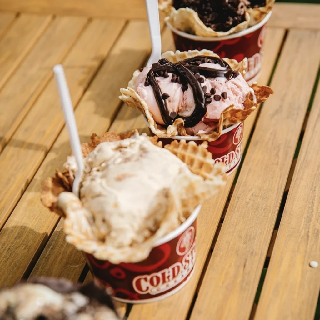 Waffle bowls of ice cream from Cold Stone Creamery.