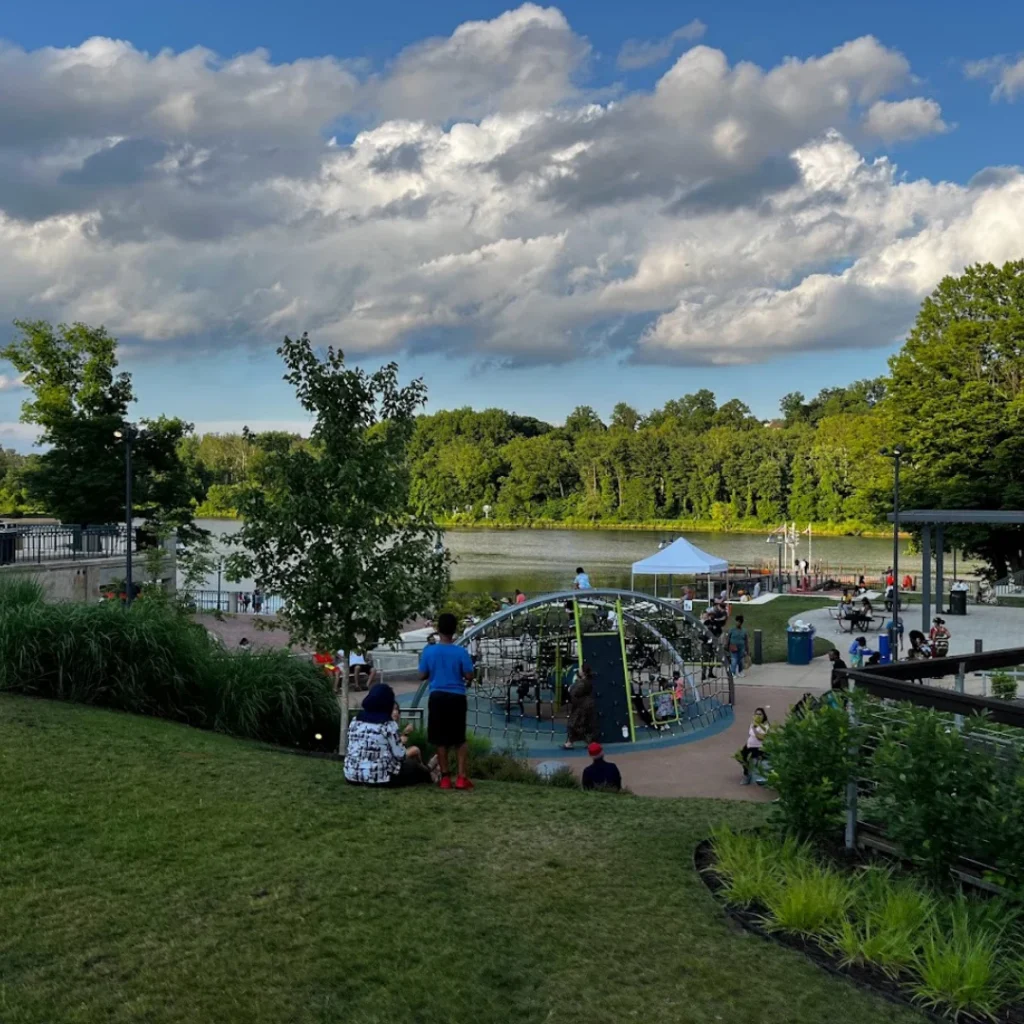 Families play at Millie Bailey Park in Merriweather District.
