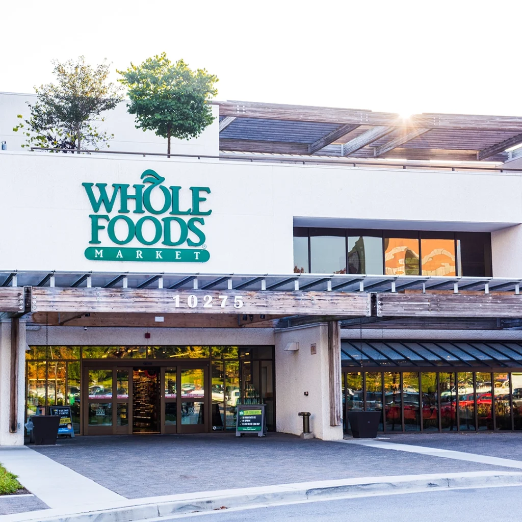 The front of Whole Foods Market at Merriweather District.